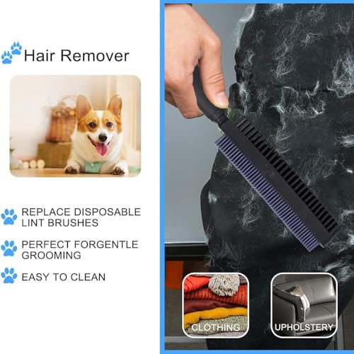 Image of Rubber Pet Hair Removal Brush for Couch Clothes Dog Cat Pet Hair Carpet, Also Used as Dog Cat Bath Brush with Massage Effect(black)