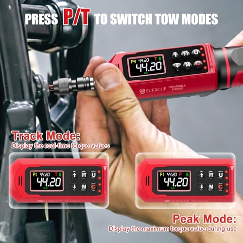 Image of SUERCUP 1 /4 inch&3 /8 inch&1 /2 inch Digital Torque Wrench Set, ±1% accuracy | 0.15-10Nm&0.66-44.29Ft.Lb /0.9-60N.m&3.8-250.8Ft.Lb /5.1-340Nm, 9 presets, 5 units, for Truck, Auto, Moto, Bike, Electronics