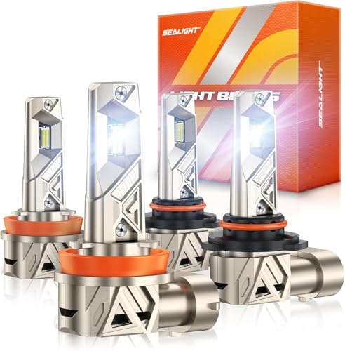 Image of SEALIGHT 9005 H11 Lights Combo, 96,000LM Ultra-1000% Brighter S6 Pro with 2025 4th-Core Chips, 6500K hb3 h8 Combo or fog, Up 80,000hrs+ Lifespan, 3Mins Plug and Play, IP68, Pack of 4