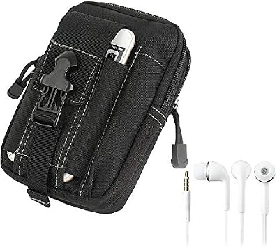 K-S-Trade Belt Pouch Holster + Headphones Compatible With Meizu 18s Extra Compartments With Space For Power Bank Hard Drive Black 1x