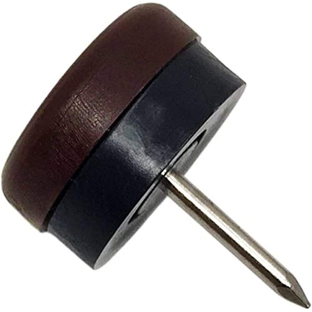 Adsamm® / 32 x Kunststoffgleiter mit Puffer und Nagel / Braun / Ø 20 mm / rund / Möbelgleiter mit Nagel / Möbel- und Bodengleiter