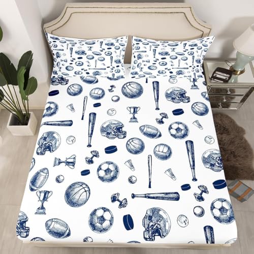 TACOKI Sabanas Bajeras 90x190 Infantil Fútbol Americano Sábanas Bajeras Fútbol Americano Ajustable Suave y Cómoda Sabana Bolsillo Profundo 30 cm, para Grueso Colchón, Sabanas Cama 90 d4187