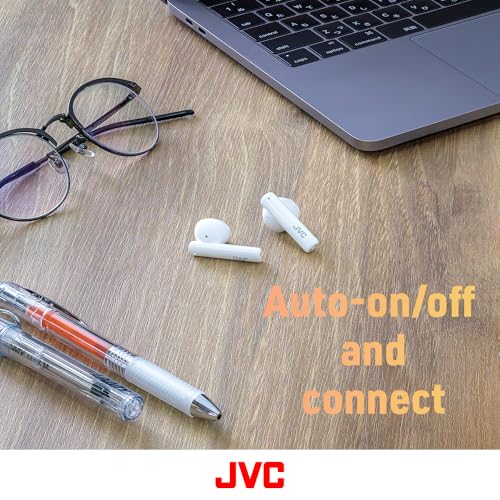 JVC Lightweight True Wireless Earbuds with 12mm Driver Unit, Bluetooth 5.1, Single use, IPX4, Long Battery Life (up to 30 Hours) - HAA4TW (White)