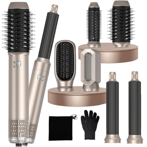 Secador de pelo con estilo 6 en 1, 1000 W Juego De Peinado Con Cepillo De Aire Caliente, Secador Moldeador Alisador set, secador Airstyler, Cepillo de aire Patent Nr: 015025145-0001(NO Battery)