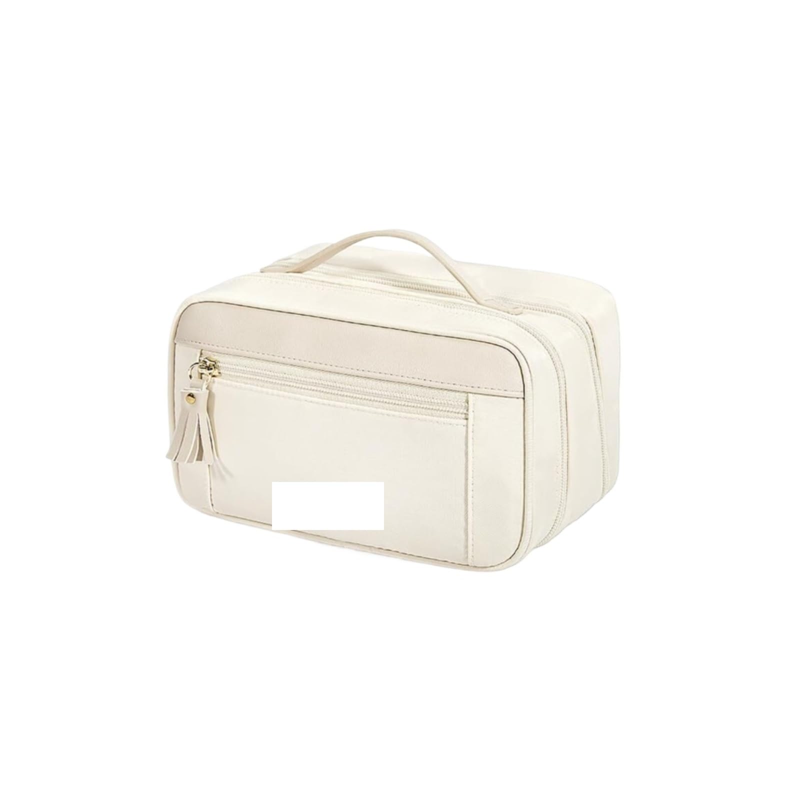 Porta Trucchi Pochette Trucchi Borsa for cosmetici da viaggio Borsa for cosmetici portatile a bocca larga Borsa da toilette Trousse Trucchi Donna(White)