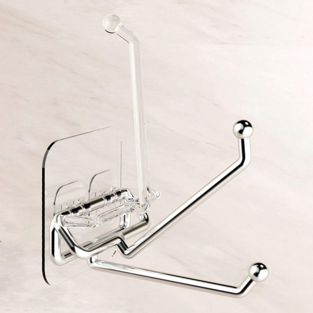 Creative Home Wall Hanger Self Adhesive Punch/Punch Free Wall Hanger Hook Hanging Rack Stainless Steel Clothes Hook(Size 1)