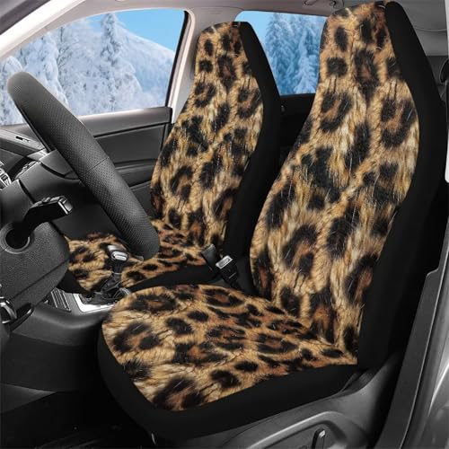 Housses de siège de voiture avant 52x138cm léopard durables pour camion et auto