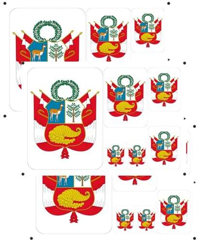 vmcoatdu Peruvian Coat of Arms Laser Printing Peru National Emblem Sticker 3 Pcs Decal in Multiple Sizes Stickers (Red Peru)