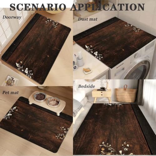Tapis de bain 160x230cm marron en microfibre douce et absorbante