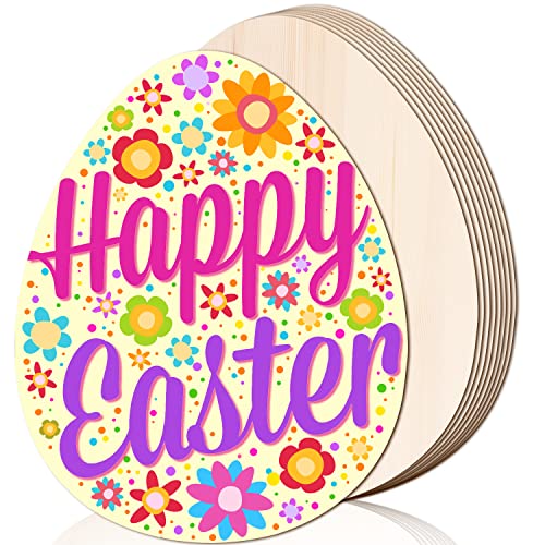 YUJUN 8PCS 11Inch Wooden Easter Egg Cutouts Large Unfinished Wood Egg Shape Cutouts Slices Ornaments for Easter Crafts and DIY Hanging Decorations by YUJUN - Used condition - US$6.33