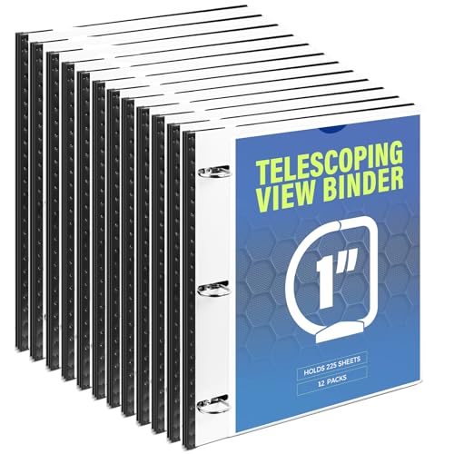Image of WOT I 12-Pack Telescoping 3 Ring Binder 1 Inch, Expandable Flexible Binder - Patented Design for Easy Portability, Holds 8.5 inchx11 inch Paper, Perfect for School, Office&Home Organization, White