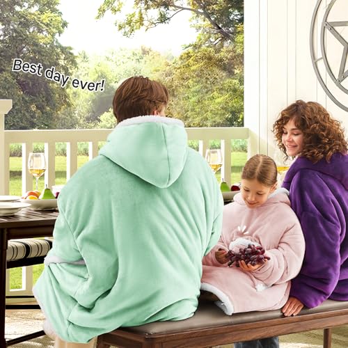 JOYWOO Pink Kids Wearable Blanket Hoodie,Oversized Cat lovers Hoodie Blanket for kids & Teens,Birthday Gifts for Girl Boys,Warm Cozy Fuzzy Sherpa Fleece Blanket with Giant Pocket Gifts,Dusty Pink