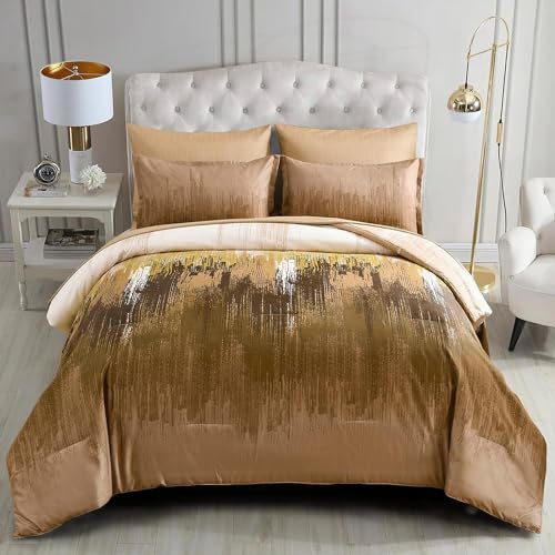 Parure de lit 7 pièces Queen marron avec couette et draps en microfibre - 2