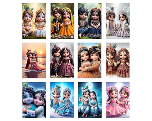 Posters Inc Baby Radha Krishna Wall Stickers, 12 pcs, A4