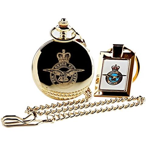 RAF Crested Gold Pocket Watch and Keyring Set Cover
