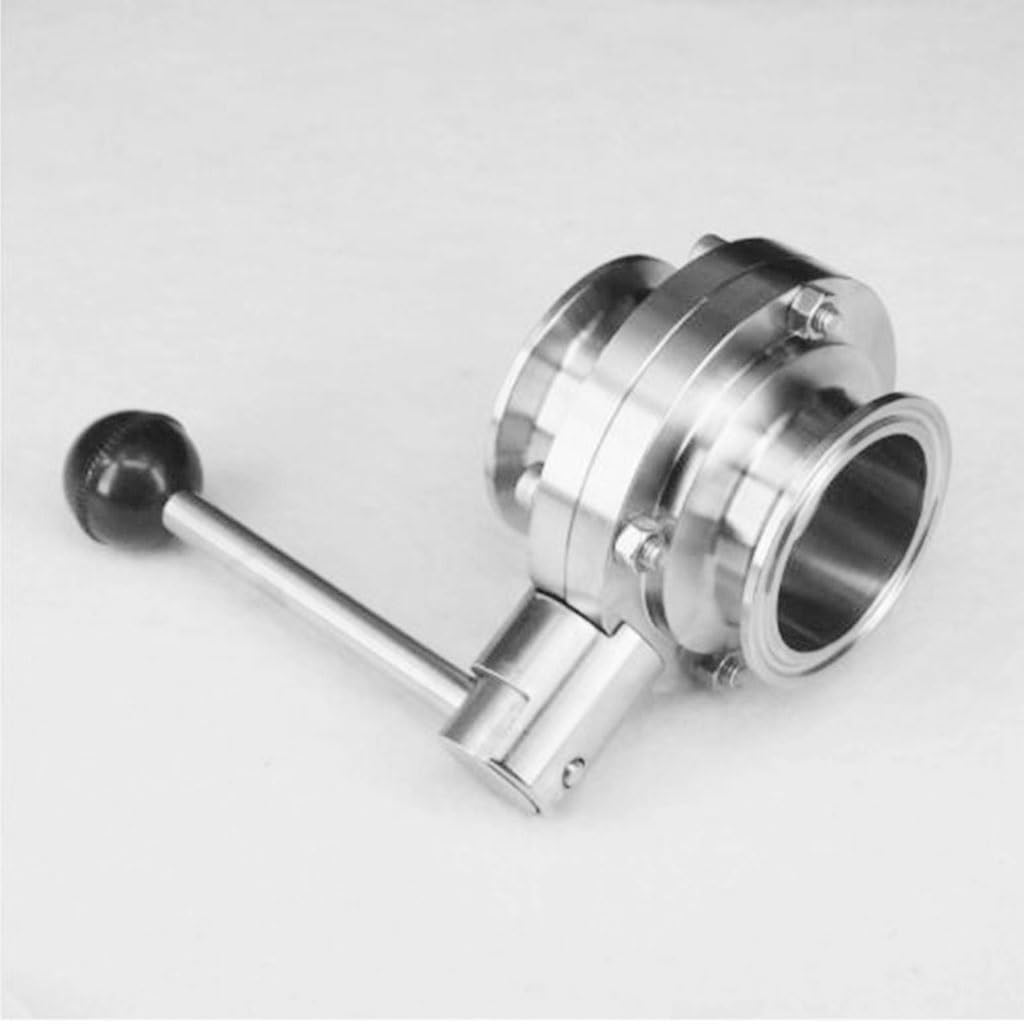 Vanne papillon sanitaire en acier inoxydable SS304 de 2in / 51 mm / 2in, 5,1 cm à trois pinces, pour brassage maison, bière, produits laitiers