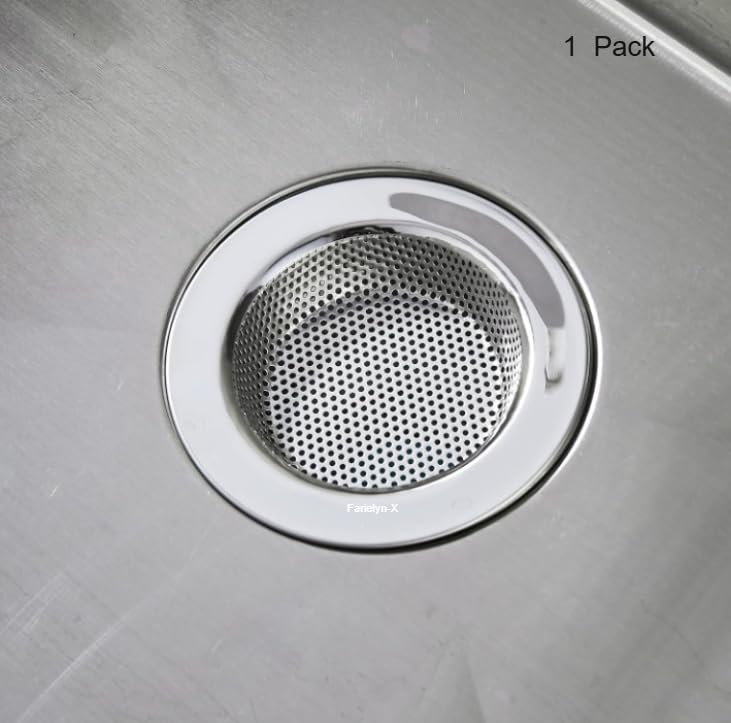 Image of Stainless Steel Sink Strainer | Kitchen Sink Drain Filter & Waste Coupling Jali | Rust Proof Heavy Duty Sink Strainer Steel with Wide Rim (11 CM)(Colour =Silver) Set of 1