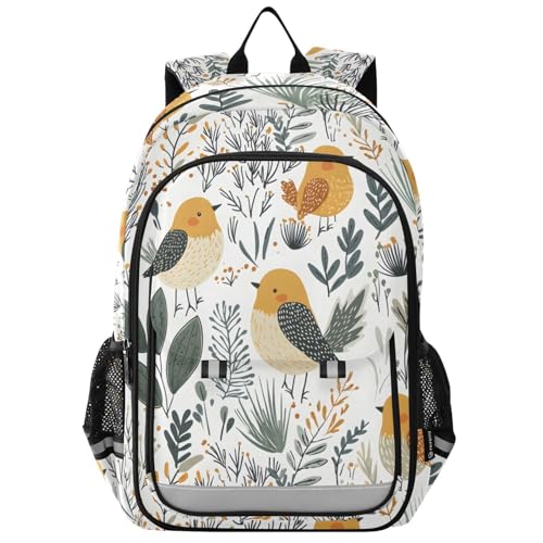 Sac à dos ordinateur portable enfants à motif fleur et oiseau dessiné à la main