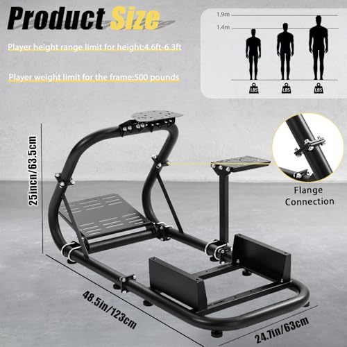 Marada Steering Wheel Simulator Cockpit Upgrade Fit for Fanatec, PXN, Thrustmaster, Logitech G25 G27 G29 G920 Stable Racing Stand Adjustable Frame, Wheel Pedal Shifter and Seat Not Include