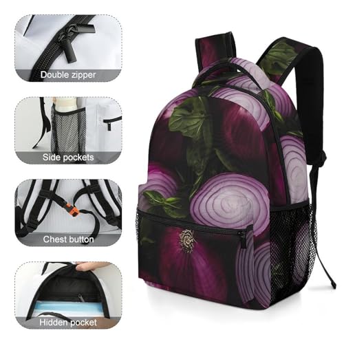Red Onions Purple Onions Funny Backpack Casual Daypack Lightweight Shoulders Bag for Men Women Cute Print4