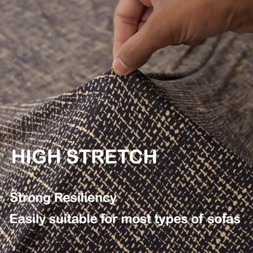 Image of Lukzer Polyester, Spandex L-Shaped Sofa Cover for Living Room Furniture Flexible Slipcover for Couches and More (Left Hand Side, Brown Lining)