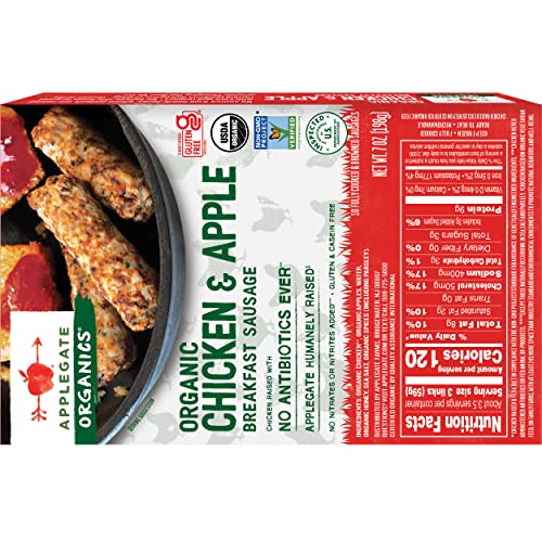 Applegate Farms, Organic Apple Breakfast Chicken Sausage, 7 Ounce #TOP1