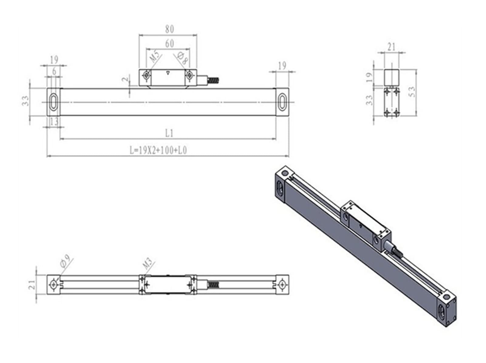 Koder skali liniowej, Gcs900-2db 2 wałek szlifierski 2 sztuki 0-1000 mm liniowy odczyt tokarki i skali liniowej (kompletny zestaw z akcesoriami)