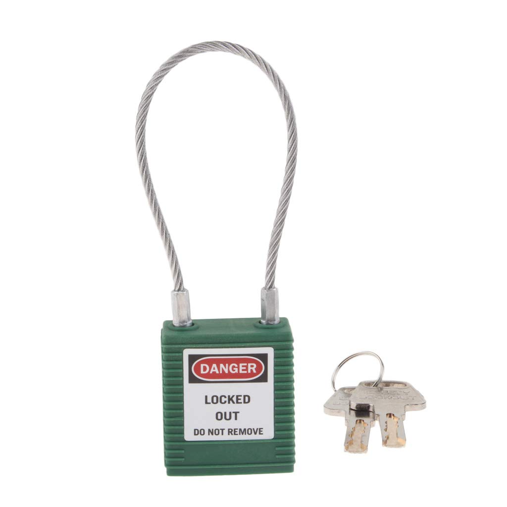 Almencla Green Strong Firm Safety Lockout Padlock Cable Tagout Lock, Key Retaining, Safe, Corrosion Resistant, 7 Colors For Choose