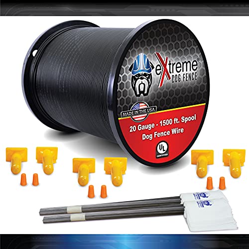 20 Gauge Wire 1500 Kit - Pet Containment Wire Setup Kit Compatible with Every In-Ground Fence System for Dogs - Includes 6 Splices and 150 Training Flags Bundle