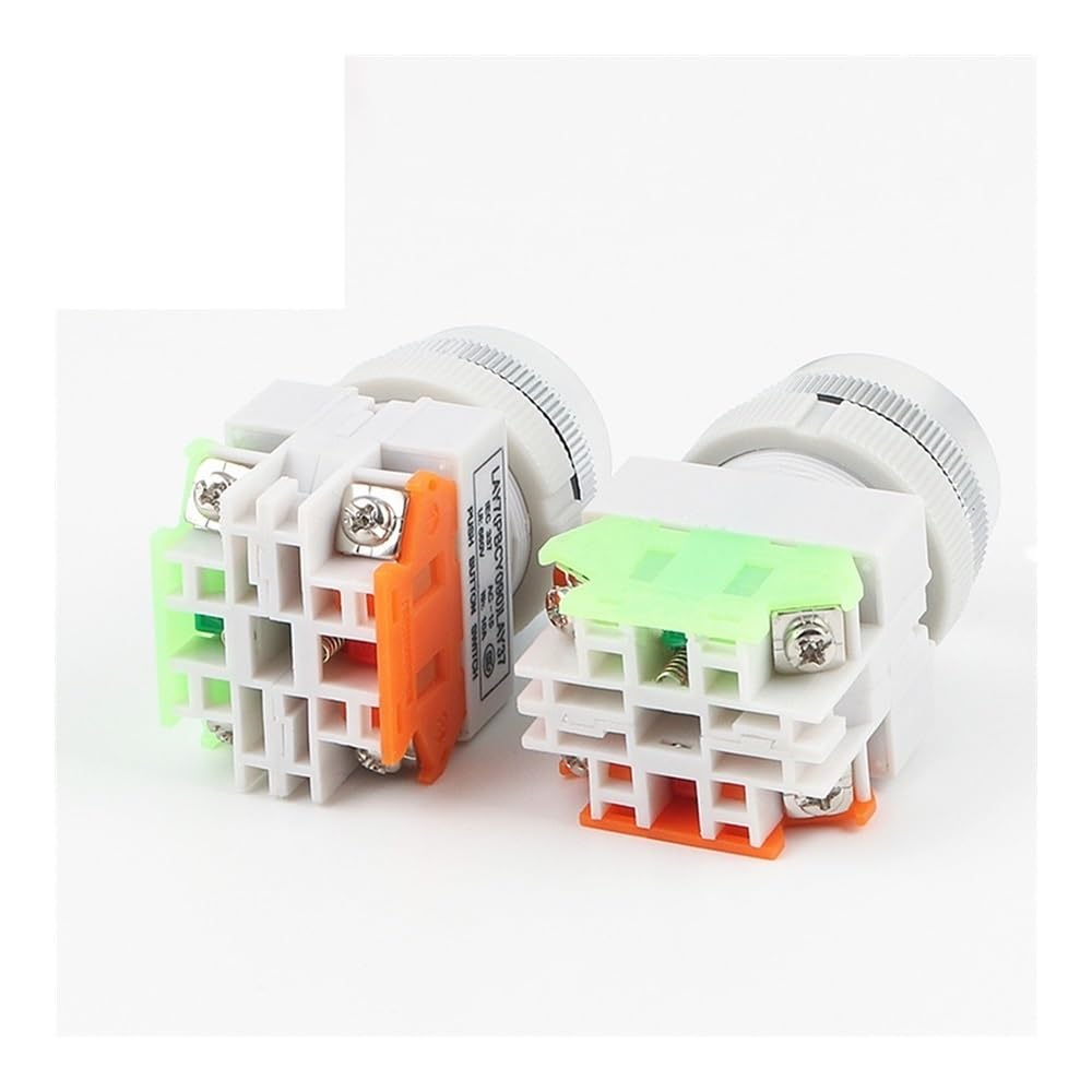 POWTAXBJGD 30mm Self-Resetting LAY37-11BN Push Button Switch Silver Contacts Momentary Normally Open/Normally Close 4 Screws(Blue)