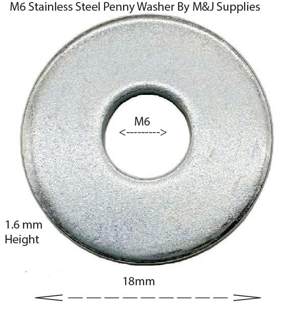 M6 Flat Penny Washer (Pack of 50) Plain Wide Round Metal Stainless Steel Washers 6mm for Screws And Bolts Heavy Duty to Standard DIN9021 (6mm x 18mm) - Image 2