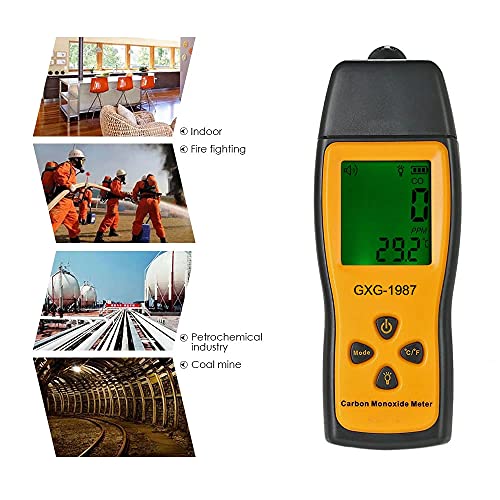 Gxg-1987 As8700A Handheld Carbon Monoxide Meter, Battery-Powered High Accuracy 0-1000Ppm Co Gas Detector With Lcd Backlit Display - Yellow #TOP3