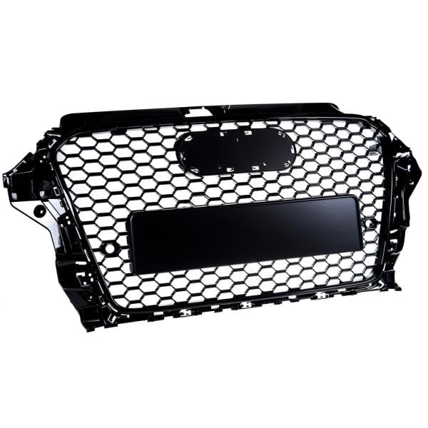 Grille de radiateur/calandre sport compatible avec Audi A3 8V 12-16 Noir brillant en design nid d'abeille