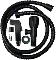 Ducha Higiênica Preta Matte Metal Gatilho Mangueira Flexível Com Registro - B2T