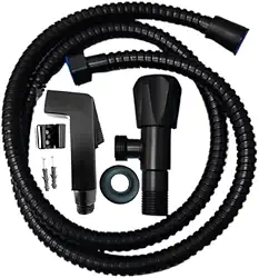 Ducha Higiênica Preta Matte Metal Gatilho Mangueira Flexível Com Registro - B2T