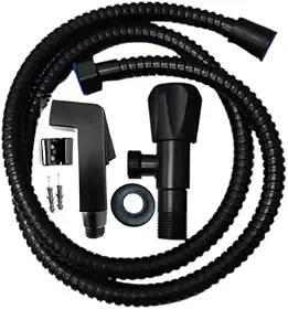 Ducha Higiênica Preta Matte Metal Gatilho Mangueira Flexível Com Registro - B2T