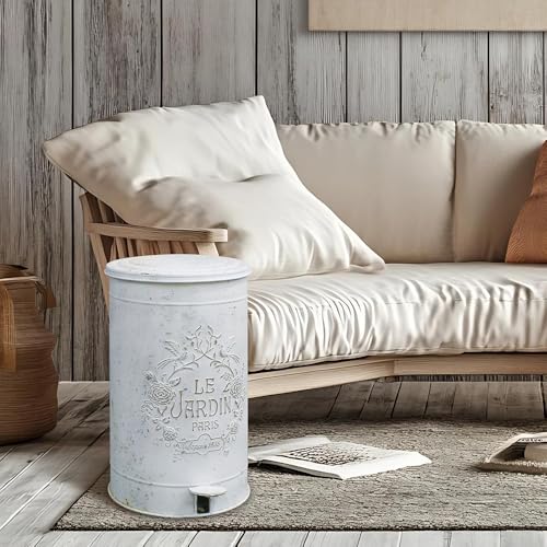 Image of Dog Poop Trash Can with Lid-15L /4Gal,Commercial Outdoor Retro Metal Garbage Can with Foot Pedal,Perfect for Shopping Mall,Office,Pets Park,Backyard