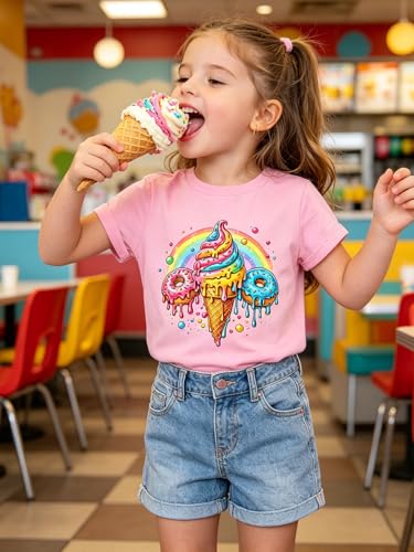 Image of Funnycokid Little Girls T Shirt for Toddler 3-7 Years Kids Tee Graphic Short Sleeve Clothes Tops