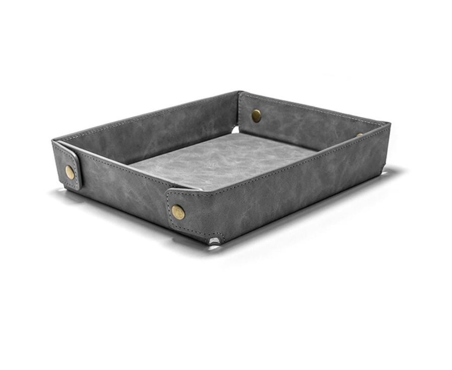 Magracy PU Leather Valet Tray for Men Women Desk Drawer Organiser Tray Nightstand Caddy for Jewelry Coins Phone Glasses Keys Watch Wallet Grey