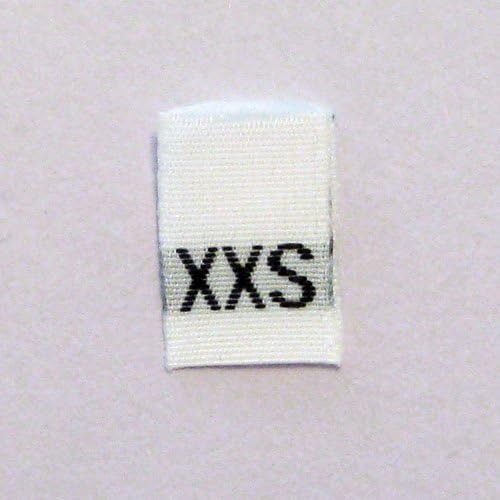 Size XXS (Extra Extra Small) Woven Clothing Size Tags (Pkg of 250)
