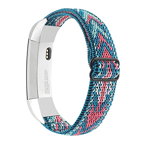 Image of Adjustable Elastic Bands Compatible with Fitbit Alta /Alta HR, Soft Stretchy Nylon Sports Breathable Replacement Wristbands for Women Men (Green Arrow)
