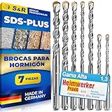 BROCAS CON VASTAGO SDS PLUS > 7 Brocas con espiral en acero renforzado y vastago SDS-PLUS. Diámetros incluidos: 5, 6, 8, 6, 8, 10 y 12 mm, con longitudes de trabajo de 50 mm a 100 mm