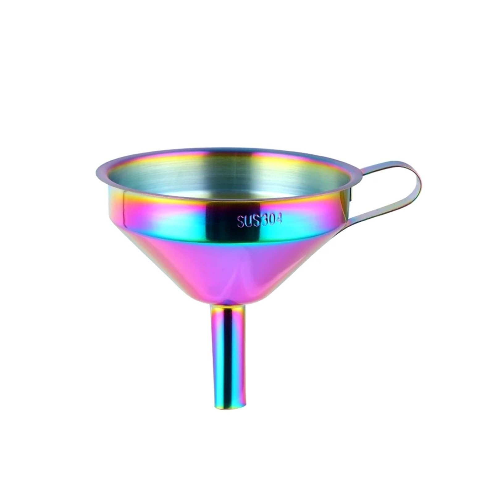 Embudos Embudo de Acero Inoxidable 304 for Aceite de Cocina con Filtro Desmontable for llenar Botellas y enlatar, Embudo de Metal Dorado.(Rainbow No.0)