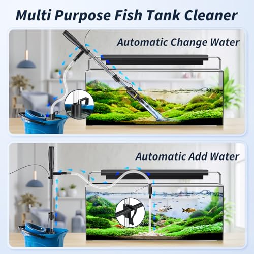 Image of Fish Tank Cleaner - Electric Aquarium Vacuum Gravel Cleaner, 530GPH /32W Electric Fish Tank Cleaning Tools, Adjustable Water Flow Aquarium Cleaner Kit, Turtle Tank Vacuum for Wash Sand, Water Changing