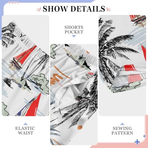 ZZXXB Tropical Sailboat Boys Long Pants Soft Trousers Elastic Waist Kids Lounge Bottoms with Pockets S-XL4