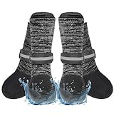 EXPAWLORER Anti Slip Dog Socks to Prevent Licking Paws, Shoes for Winter Snow, Boots & Paw Protectors with Grippers, Waterproof Booties for Hardwood Floors for Small Medium Large Senior Dogs Black L