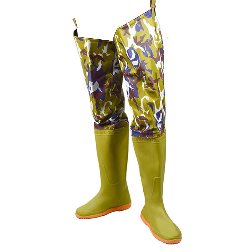 IBOWZ Waders Pesca Hip Waders PVC Impermeabile Hip Wader con Fibbia Regolabile, Stivali da Pesca Alti 80 cm