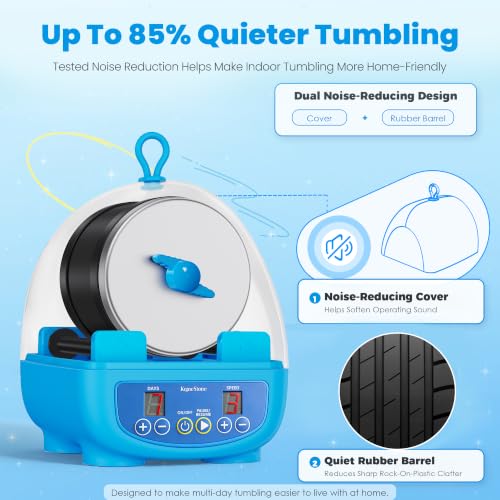 Image of KomeStone K5 Rock Tumbler for Kids & Adults, Quiet Rock Polisher, Ages 6+