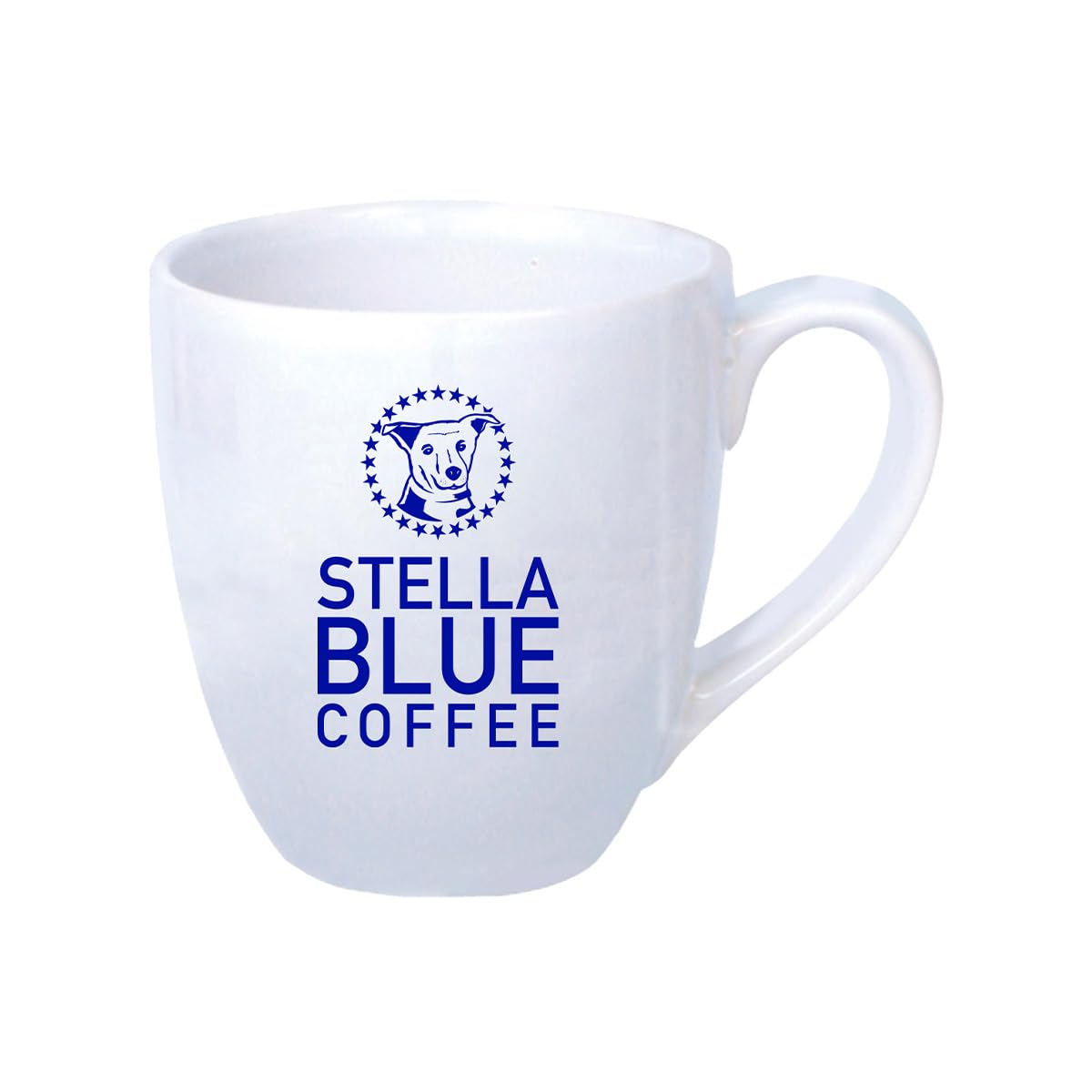 Stella Blue14oz Coffee Bistro Mug | White Ceramic Cup Endorsed by Big Cat from Barstool Sports | Durable and Microwave Safe | Supports PAWS Chicago Animal Rescue