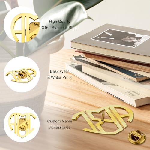 Image of Custom Lapel Pin for Women Men - Name Brooch Pin Personalized Stainless Steel for Wedding Business Party - Gold /Silver /Black Customized Jewelry Gifts
